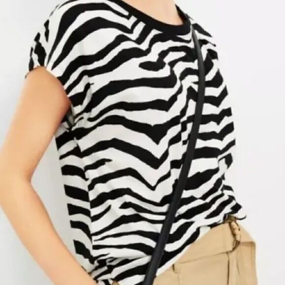 NWT Loft Zebra Print Tee Short Sleeve S Cotton Animal Print Retro Safaris - Picture 16 of 16